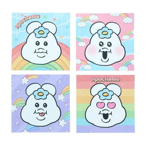 窓付スクエアメモ　んぽちゃむ　ブルー