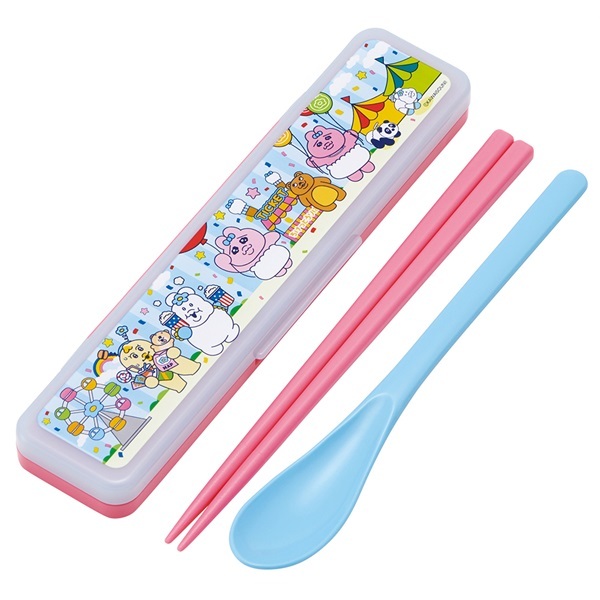 お箸/スプーンセット 音の鳴らないケース付き 18cm おぱんちゅうさぎ